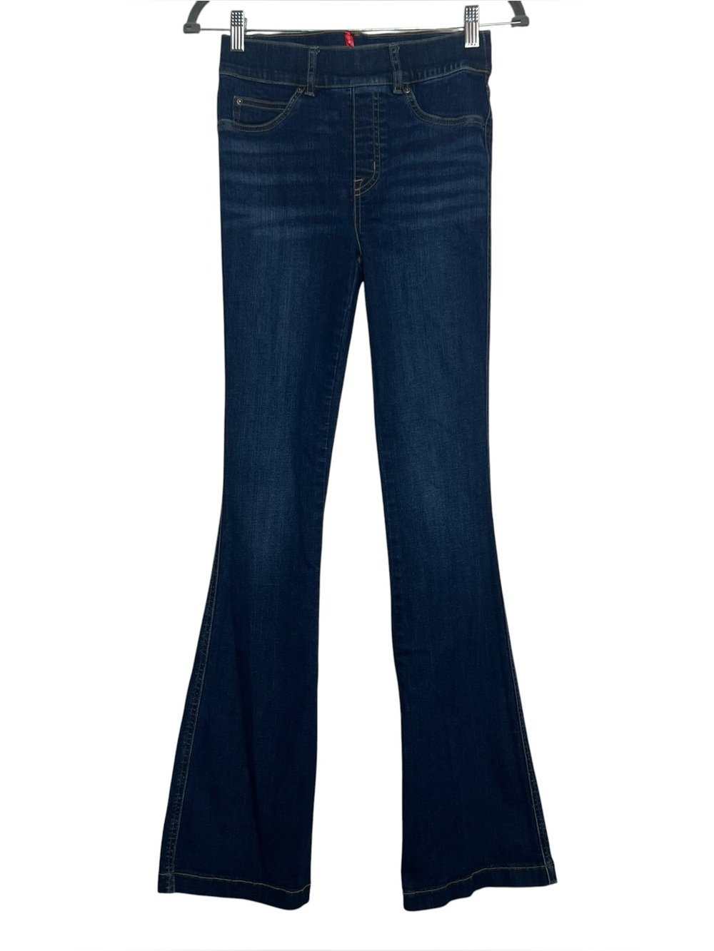 SPANX Flare Bootcut Denim Jeans Blue Pull On Stretch Dark Wash Womens Size XS